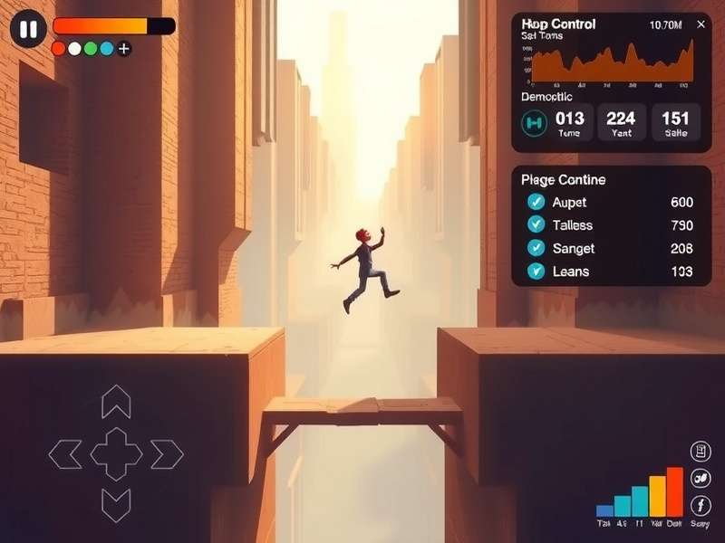 Hop Savant Elite gameplay screenshot showing character jumping between platforms